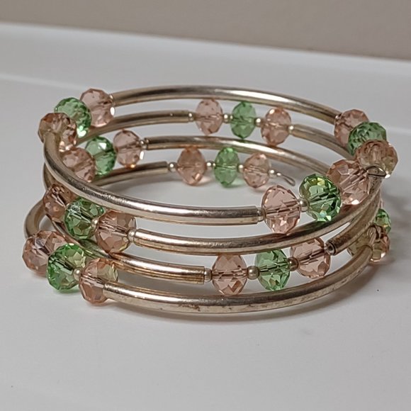 Metal And Glass Bead Expanding Wrap Around Bracelet - Picture 4 of 10